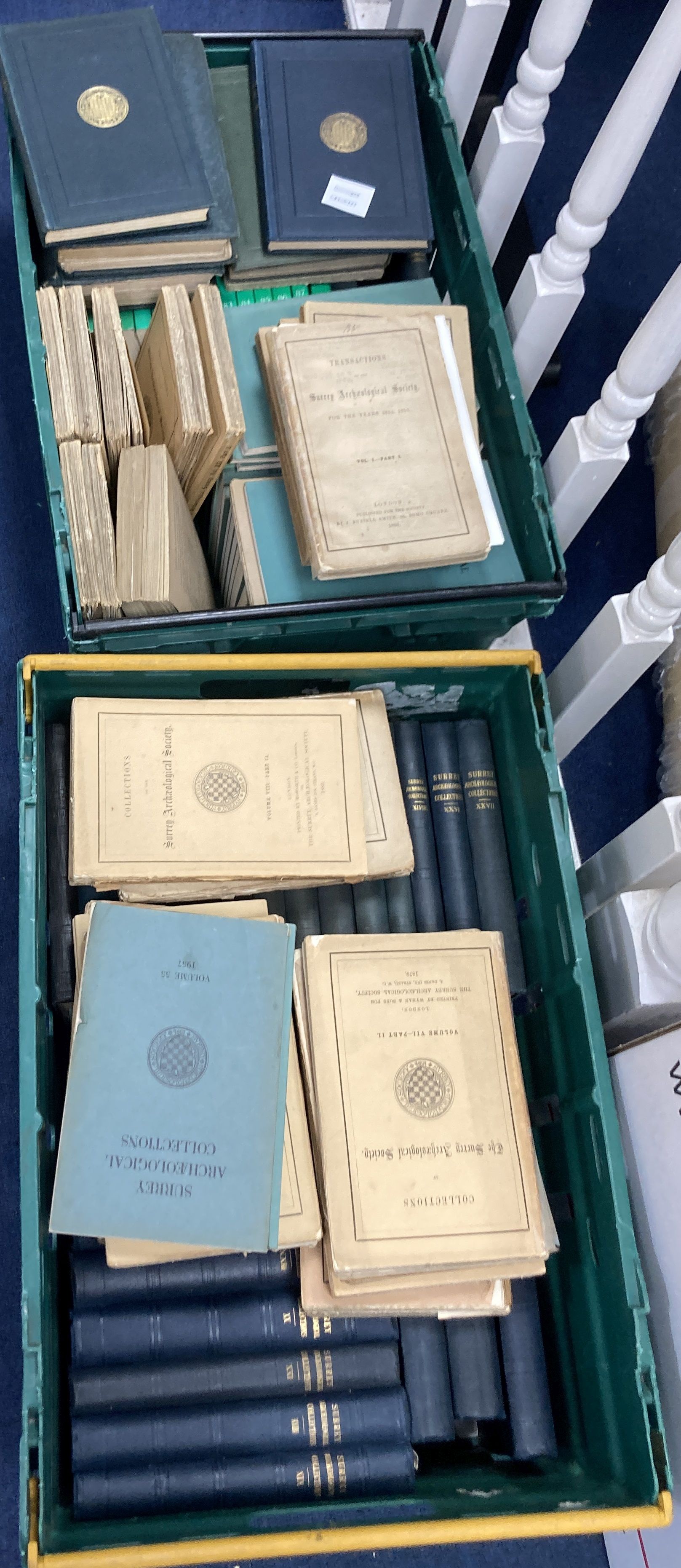 103 volumes of the Transactions/Collections of the Surrey Archaeological Society, ranging from 1856 to 1989, not a complete run.